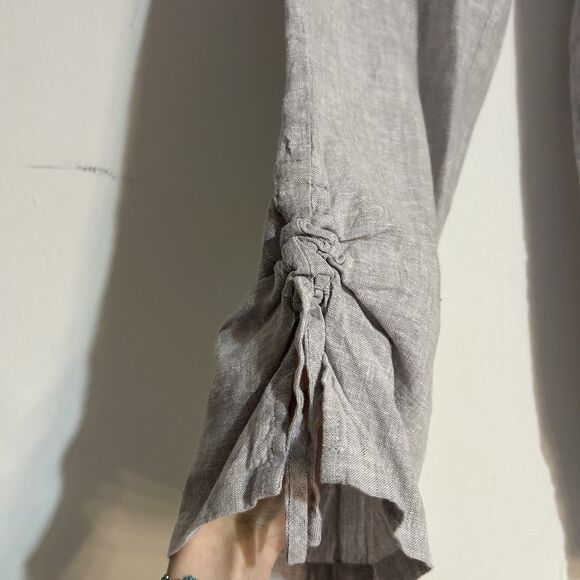 Habitat Clothes to Live in Grey Linen Blend Cropped Pants Size Medium Coastal - Picture 3 of 8
